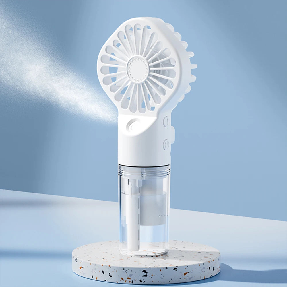 Mini Ventilateur Brumisateur Portable – Rechargeable USB, 4 Vitesses, Puissant | Ventilateur à Brume d'Eau pour Extérieur et Usage Personnel