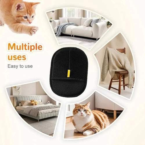 Gants de Toilettage Électrostatiques pour Chat – Lot de 2 | Ramasse-Poils Double Face pour Canapé, Tapis et Vêtements