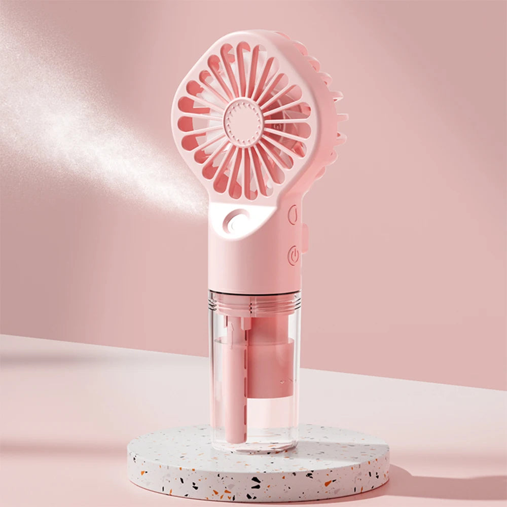 Mini Ventilateur Brumisateur Portable – Rechargeable USB, 4 Vitesses, Puissant | Ventilateur à Brume d'Eau pour Extérieur et Usage Personnel