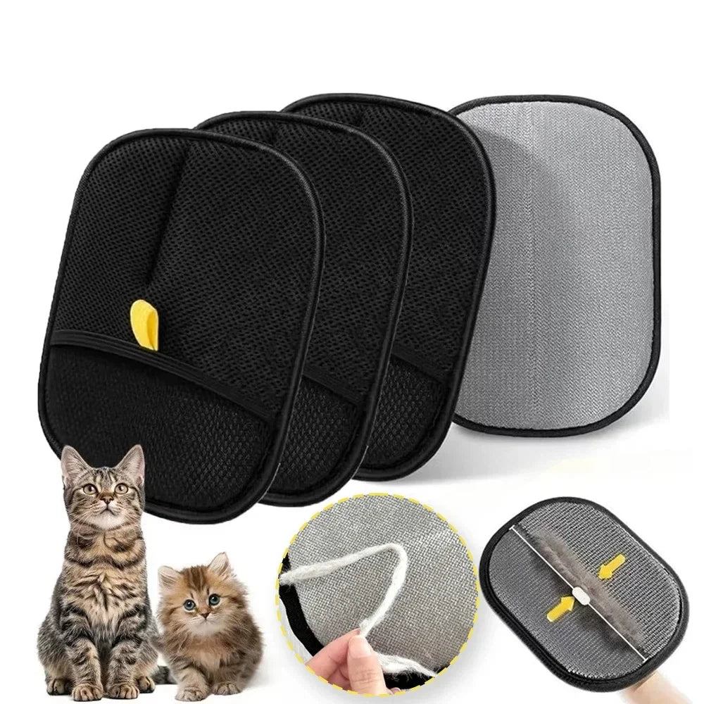 Gants de Toilettage Électrostatiques pour Chat – Lot de 2 | Ramasse-Poils Double Face pour Canapé, Tapis et Vêtements